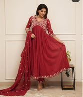 Elegant Maroon Anarkali Kurta Set – Graceful & Timeless - pasoya